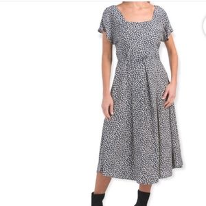 NWT Zara Blue Flower Dress With Sewn In Belt. Size M